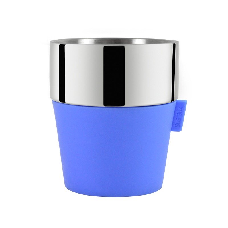 Driver Double Layer Coffee Cup 350ml - Pretty Blue Party Cup, Picnic Cup - Teapots & Teacups - Other Metals Blue