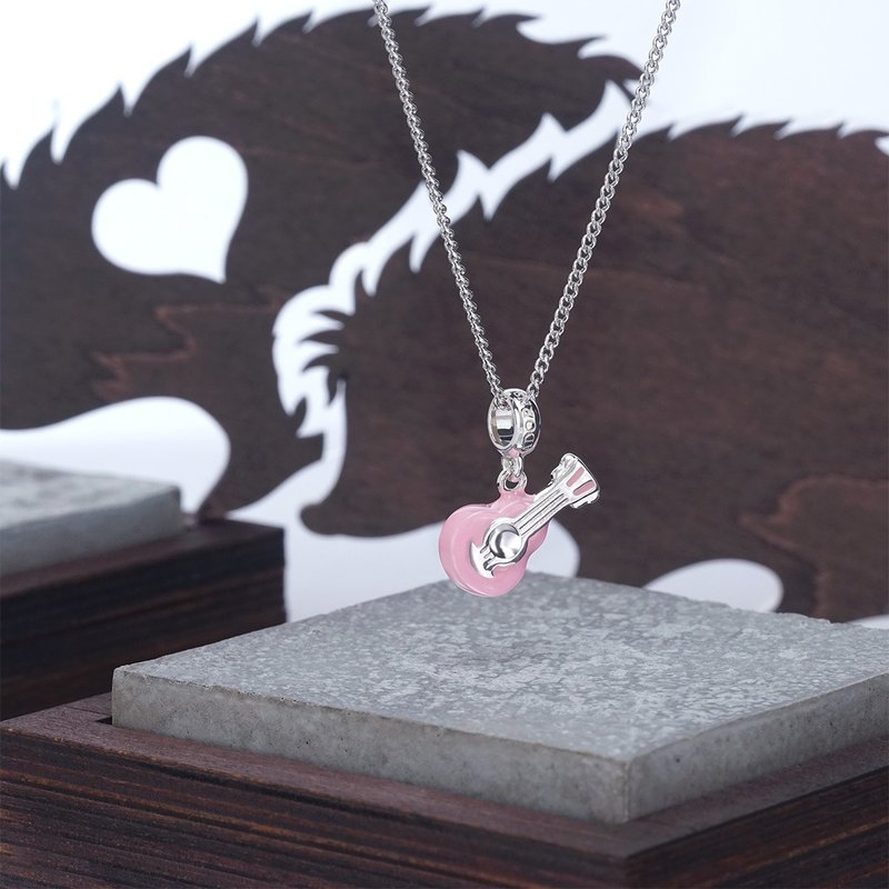 lian crystal rhinestone x Adorns 925純銀掛飾系列-結他吊咀 - 吊飾/掛飾 - 純銀 粉紅色