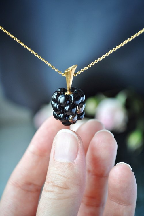 Toutberry Blackberry pendant Fruit necklace Miniature food Kawaii charms Birthday gift
