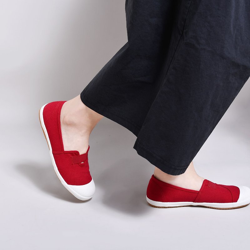 Hot new betty-dark red/loafers/pregnancy shoes/novice mother/casual shoes/canvas shoes - รองเท้าลำลองผู้หญิง - ผ้าฝ้าย/ผ้าลินิน สีแดง