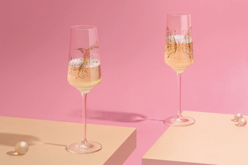 【快速出貨】ROSE TOUCH輕柔相遇香檳汽泡酒對杯(1組2入)/共兩款 - 酒杯/酒器 - 玻璃 金色
