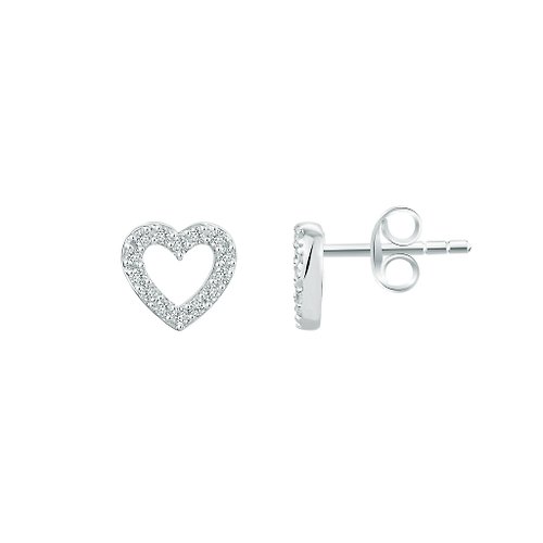 norwajewelry 【Gift box】925 Silver Diamond Heart Earrings