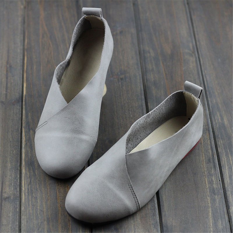 Retro literary single shoes women soft leather soft sole comfortable flat casual leather shoes - Women's Oxford Shoes - Genuine Leather Brown