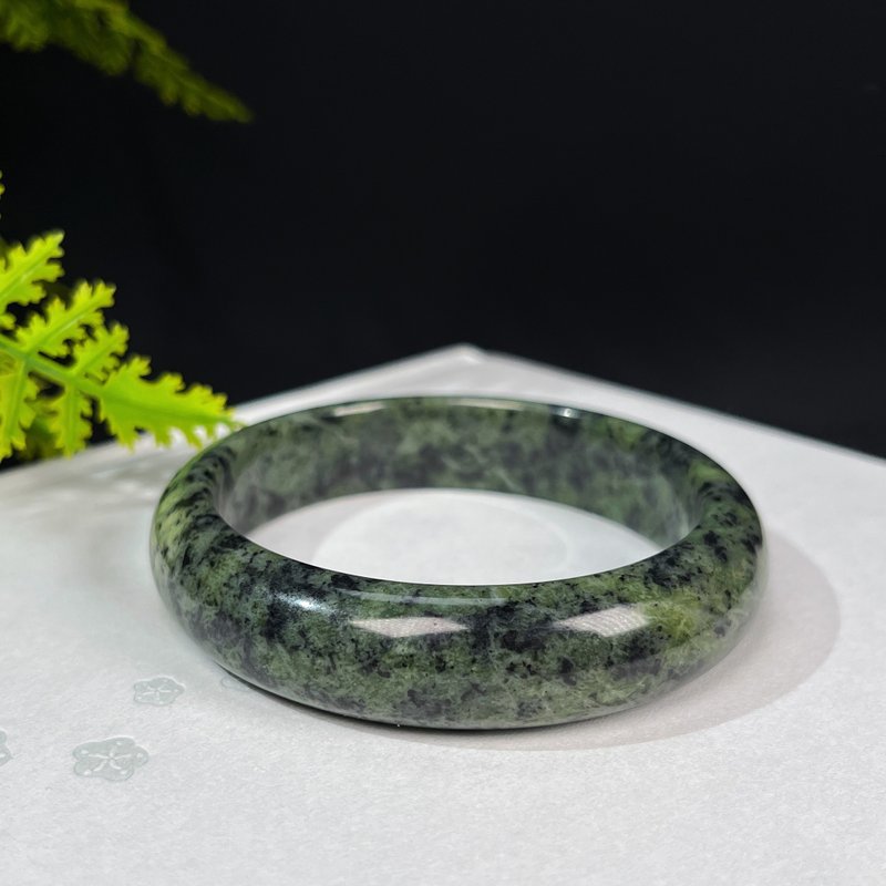 Medicine king stone bracelet 58MM Tibetan dark green jade bracelet to relieve fatigue, eliminate tension and improve sub-health - Bracelets - Jade Green