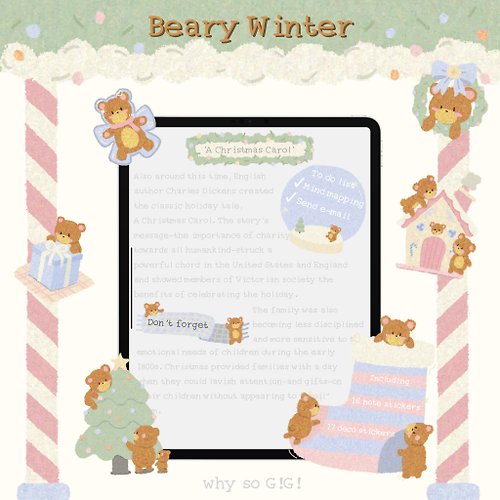 whysogigi Beary Winter | Digital Note & Deco Sticker, Digital Notepad