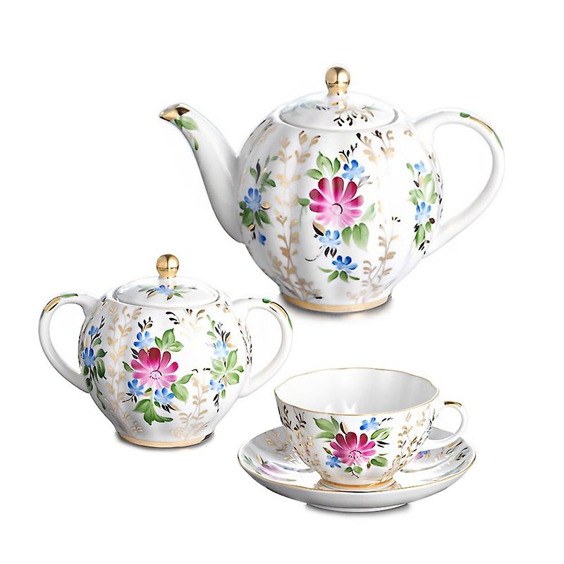 TEA SET TULIP GOLDEN GRASS 6/14 - Mugs - Porcelain White