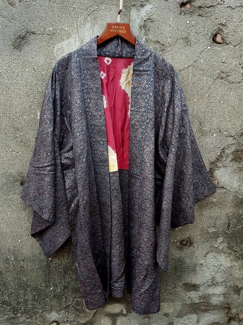 タートルGege  - 日本の花の古いアンティーク羽織った着物のジャケット - ジャケット - コットン・麻 