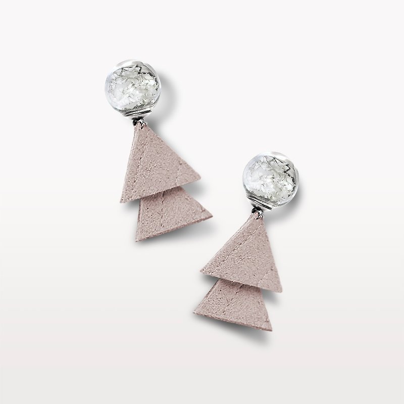 【VOOME x JL INSPIRATION Crossover collection】Crystal tree(double) earrings - ต่างหู - ไนลอน สึชมพู