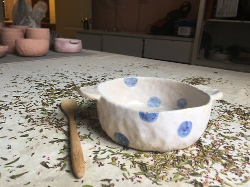 葉子的手作陶-童伊種人 藍點小土鍋