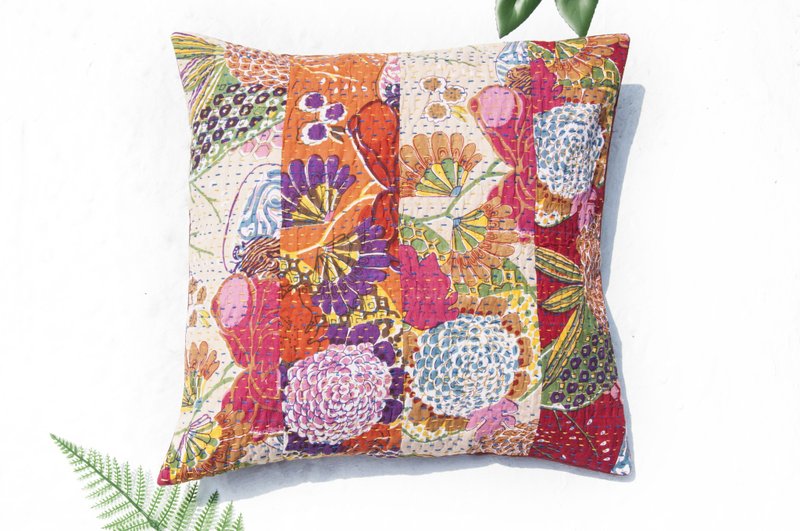 Flower Embroidered Pillow Case Cotton Pillow Case Ethnic Wind Cushion Cover - French Style Patchwork Flower Forest - หมอน - ผ้าฝ้าย/ผ้าลินิน หลากหลายสี