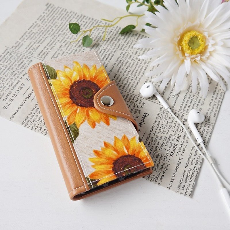 Sunflower ★ iPhone 6plus / 6splus / 7plus / 8plus ★ notebook type smart case [Camel × beige] - เคส/ซองมือถือ - วัสดุอื่นๆ สีส้ม