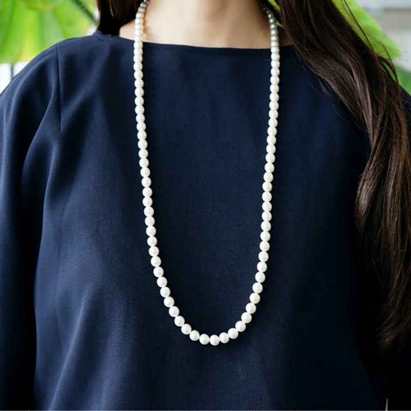 貝パール8mm・80cm一連ネックレス　Josephine - 項鍊 - 寶石 白色