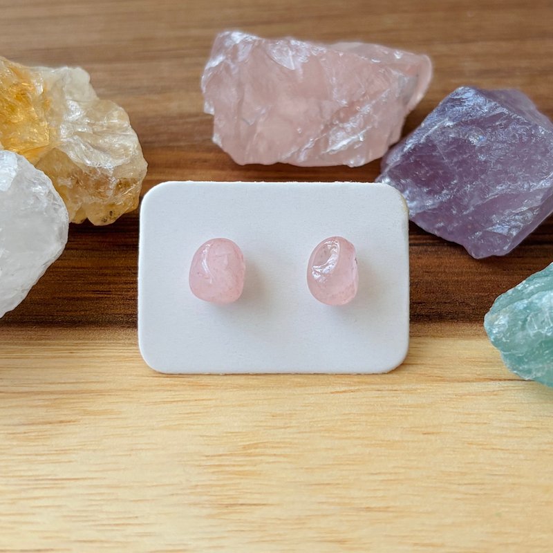 Stone Light - Natural Stone Earrings - Rose Quartz 03 - Earrings & Clip-ons - Semi-Precious Stones Pink