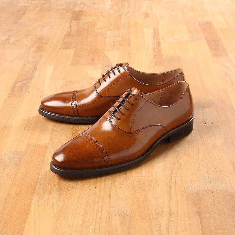Vanger simple classic horizontal embossed Oxford gentleman shoes Va215 brown - Men's Casual Shoes - Genuine Leather Brown