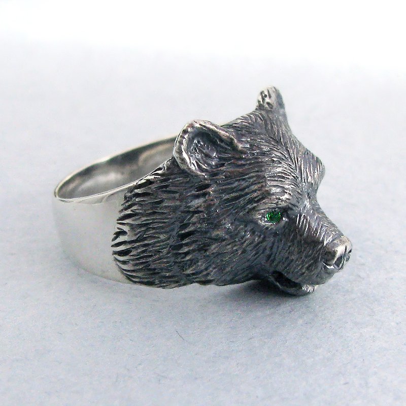 純銀 戒指 銀色 - Silver Bear Ring.Silver Bear Jewelry.Bear Necklace.Grizzly Bear.Polar Bear Ring.