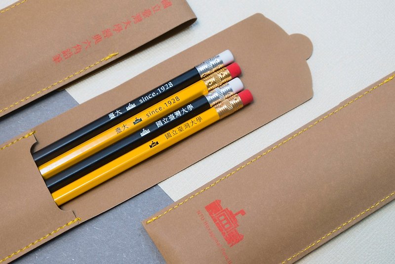 NTU 經典六角鉛筆黃筆袋組-中文款 - 其他書寫用具 - 木頭 