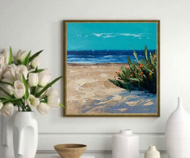 海の風景 油彩画 大きめのキャンバスクレイツ 大西洋真作