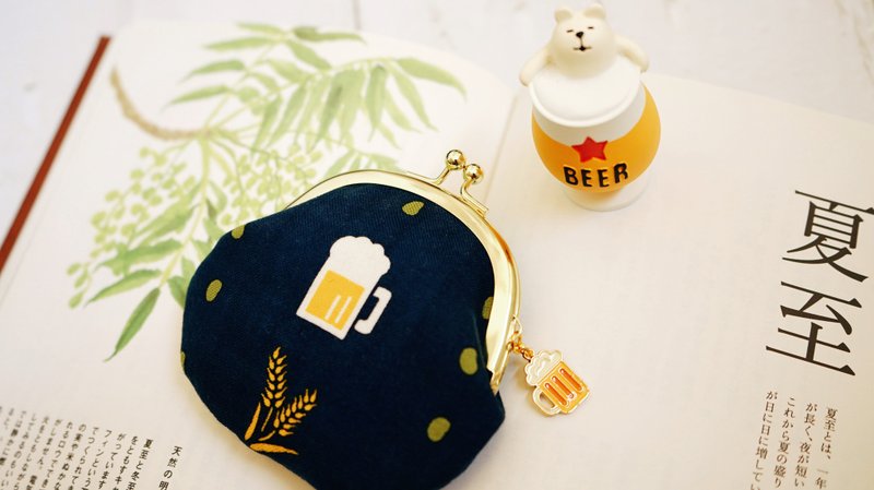 Coin Purse/Gold Mouth Bag/Charm/おりokawari Beer Small Mouth Gold Bag - Coin Purses - Cotton & Hemp Multicolor