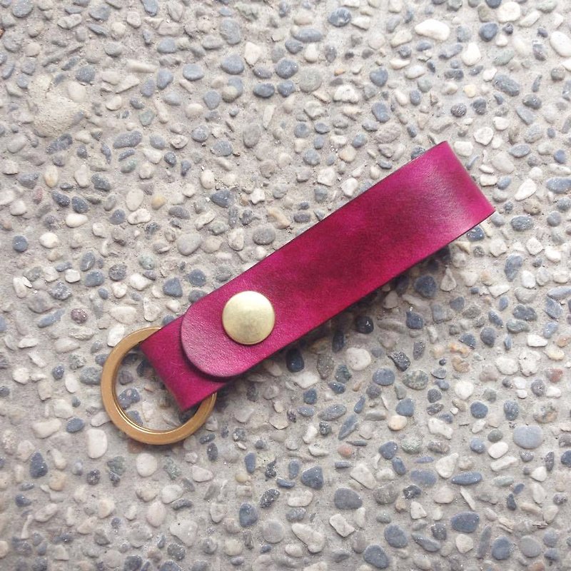 經典型鑰匙圈 特殊色-紅紫 (黑邊打磨) - 鑰匙圈/鎖匙扣 - 真皮 紫色