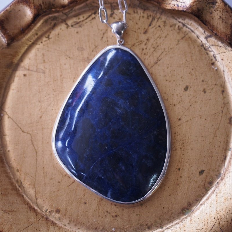 Reserved~ 獨特的蘇打石 大顆 半透明 手工純銀項鍊 Sodalite - 項鍊 - 半寶石 藍色