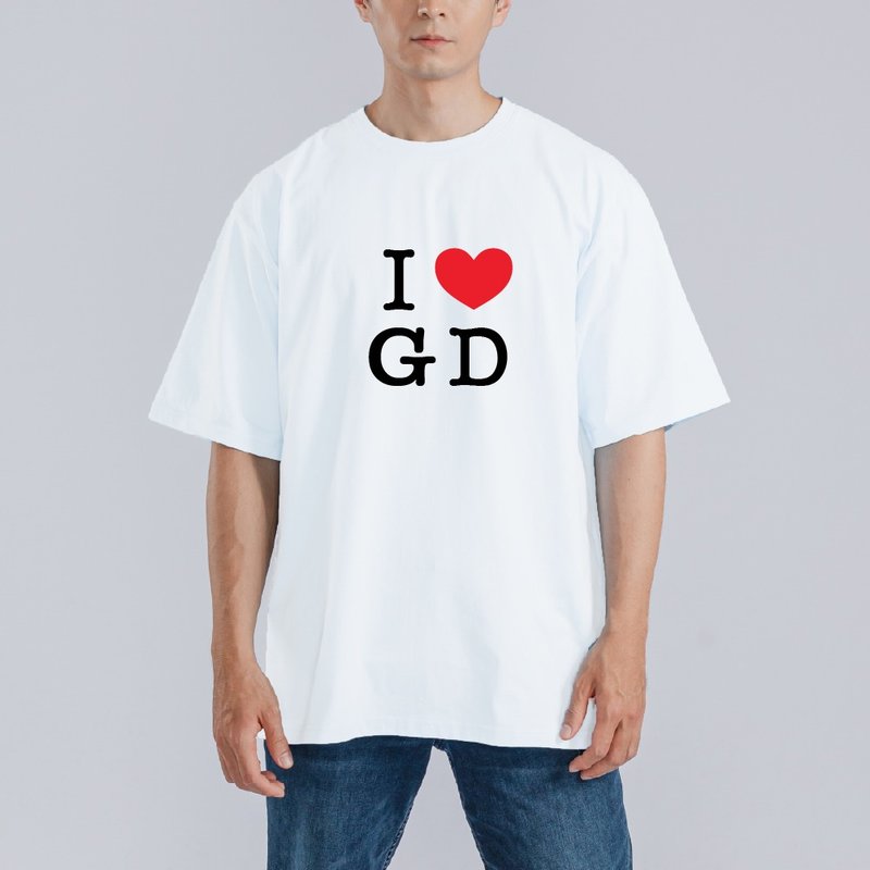 GD 權志龍 愛心 同款 衣服 童裝 落肩 寬版 純棉 排汗衣 白T - 男 T 恤 - 棉．麻 多色