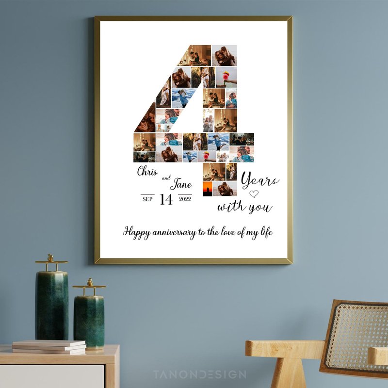 0-9 Number Photo collage Editable Canva Template, Anniversary Gift, Birthday - 圖文模板設計 - 其他材質 