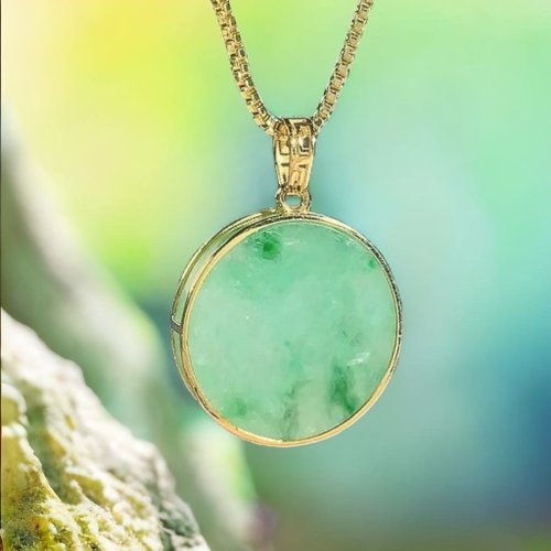 瓔珞珠寶盒 E.L.Jewelry Box 【願‧無事】冰種飄綠翡翠無事牌項鍊18K金|天然緬甸翡翠A貨|送禮
