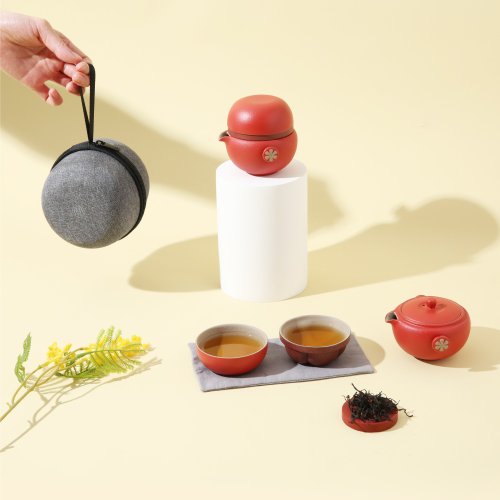 陸寶 LOHAS 陸寶 知足常樂 茶器 山竹 富貴紅 1壺2杯+便攜包 旅行茶組