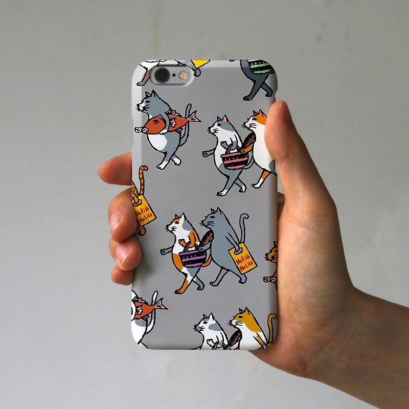 iPhone case cats gray - เคส/ซองมือถือ - พลาสติก สีเทา