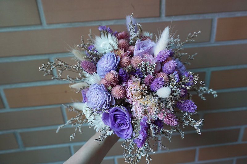 Preserved flowers immortalized Flowers - Preserved natural system + dried bouquet bouquet*exchange gifts*Valentine's Day*wedding*birthday gift - ตกแต่งต้นไม้ - พืช/ดอกไม้ สีม่วง