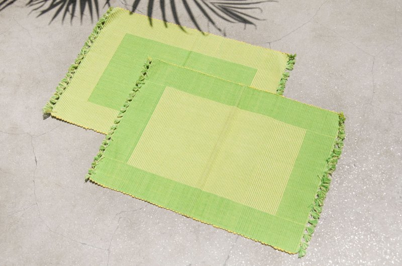 Hand felt woven table mat/placemat/woven placemat/Boho ethnic placemat-prairie sky rainbow stripes - Place Mats & Dining Décor - Cotton & Hemp Green