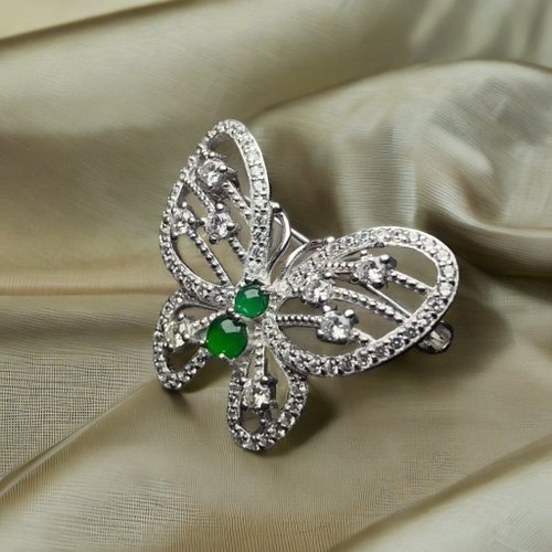 瓔珞珠寶盒 E.L.Jewelry Box 老坑綠翡翠蛋面蝴蝶925純銀鑲嵌胸針 | 天然緬甸翡翠A貨|送禮