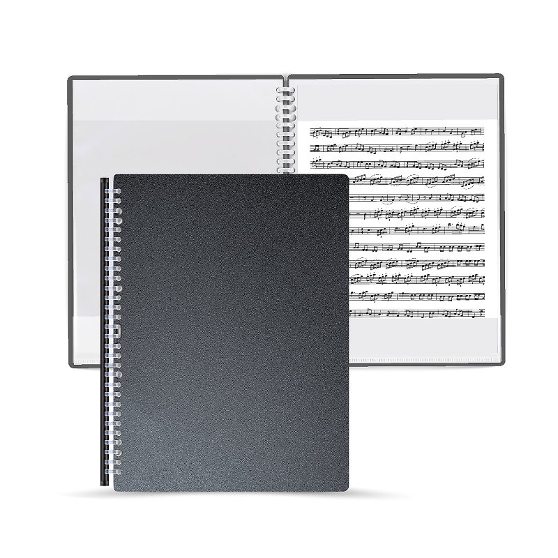 美しい家庭用 A4 プッシュプル ルーズリーフ ミュージック フォルダー 40 ページ (おしゃれな黒系) 無反射で書き換え可能 - クリアファイル - プラスチック ブラック