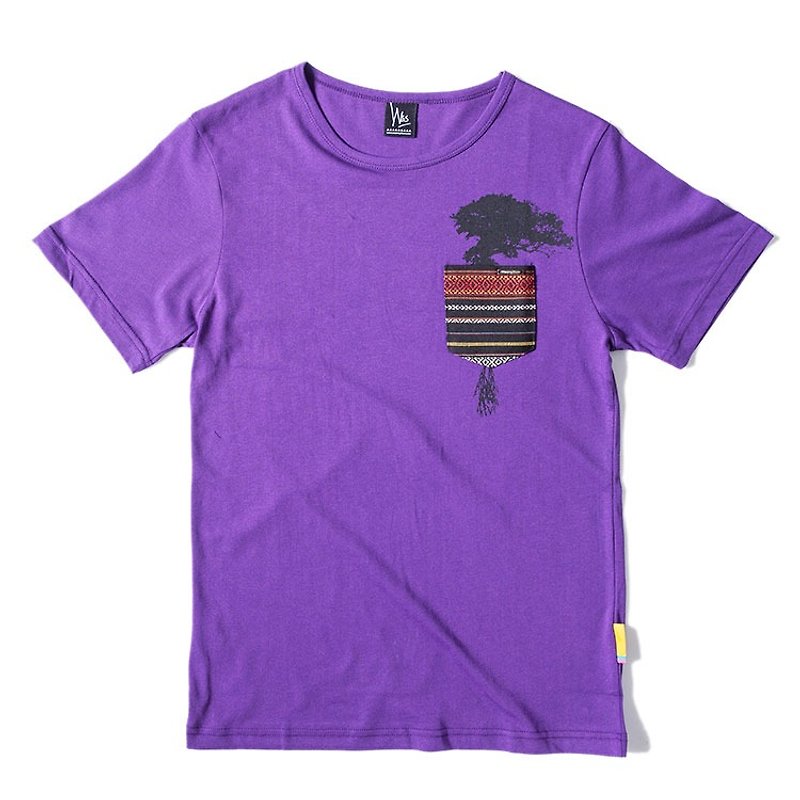[Series] Department of Forestry forest purple neutral pocket money T-SHIRT - เสื้อฮู้ด - ผ้าฝ้าย/ผ้าลินิน สีนำ้ตาล