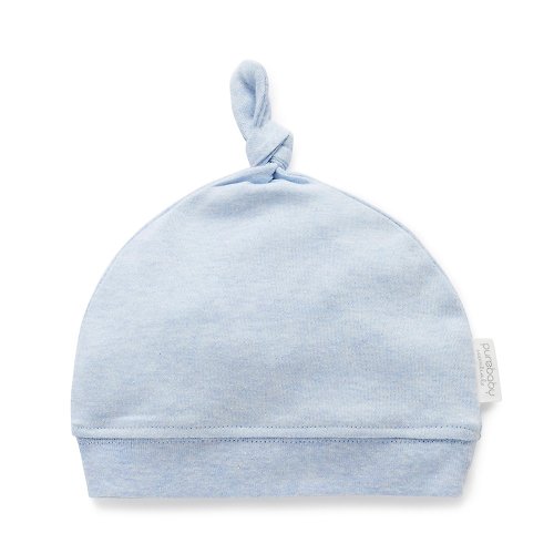 Purebaby有機棉 澳洲Purebaby有機棉帶結嬰兒帽 0-6M 粉藍
