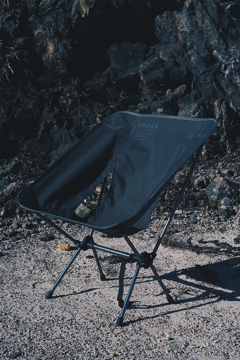 【ソロキャンプ】【ブラック】LHOKA アウトドア軽量ローバックムーンチェア - キャンプ・ピクニック - その他の化学繊維 