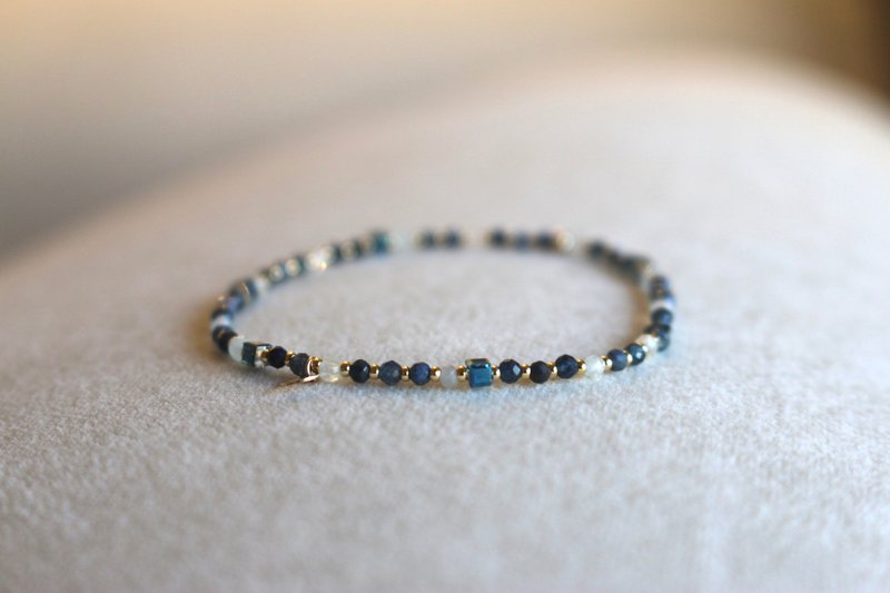 Bracelet Sapphire and Aquamarine Elastic Cord - Good News - - Bracelets - Gemstone Blue