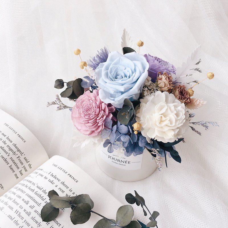 Journee Flavour Forest Blue Rose Potted Flower Dry Flower Potted Immortal Rose Flower Gift Dry Potted Flower - Dried Flowers & Bouquets - Plants & Flowers 