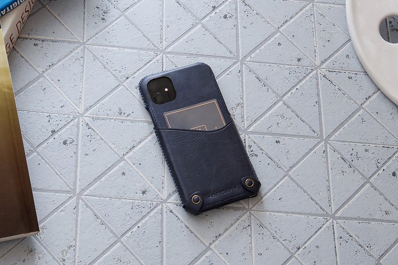 iPhone 11 經典系列極簡款手機皮套 - 海軍藍 - 手機殼/手機套 - 真皮 藍色