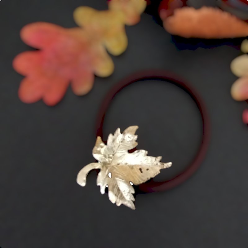 brass maple leaf hair ties - Hair Accessories - Copper & Brass Gold