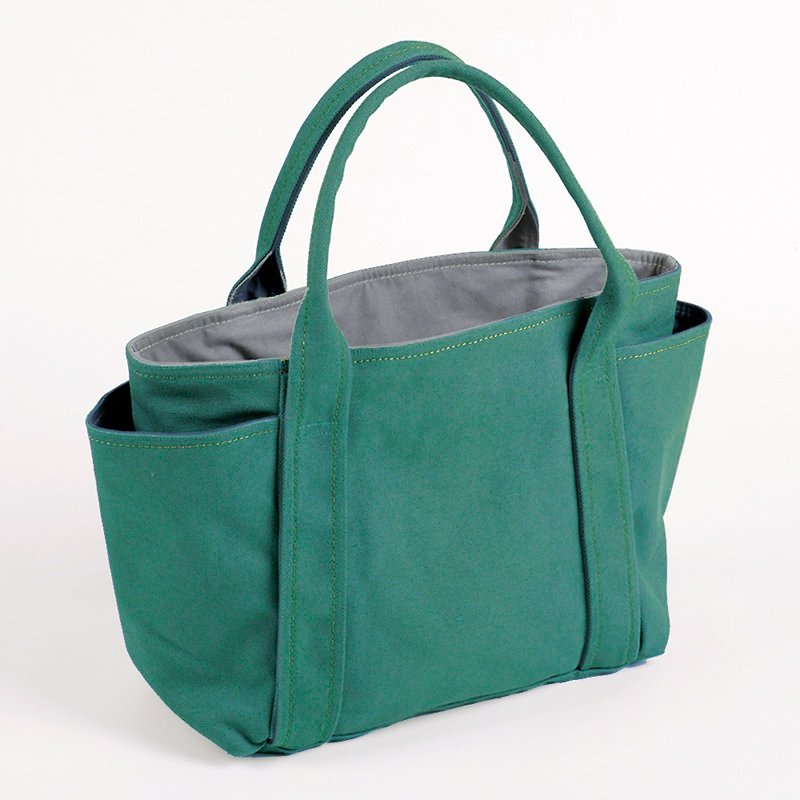 最後一個磁釦式-印染帆布萬用手提包-阿爾卑斯綠(小型) - 手提包/手提袋 - 棉．麻 綠色