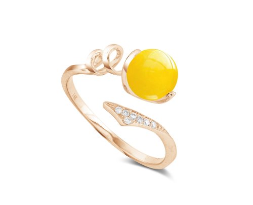 Majade Jewelry Design 黃玉髓獨特求婚戒指 14k黃金鑽石彗星結婚戒指 簡約星空定情指環