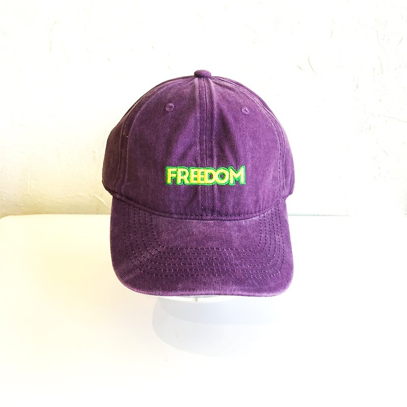 自由商行-水洗做舊棒球帽-紫色 - 帽子 - 棉．麻 紫色