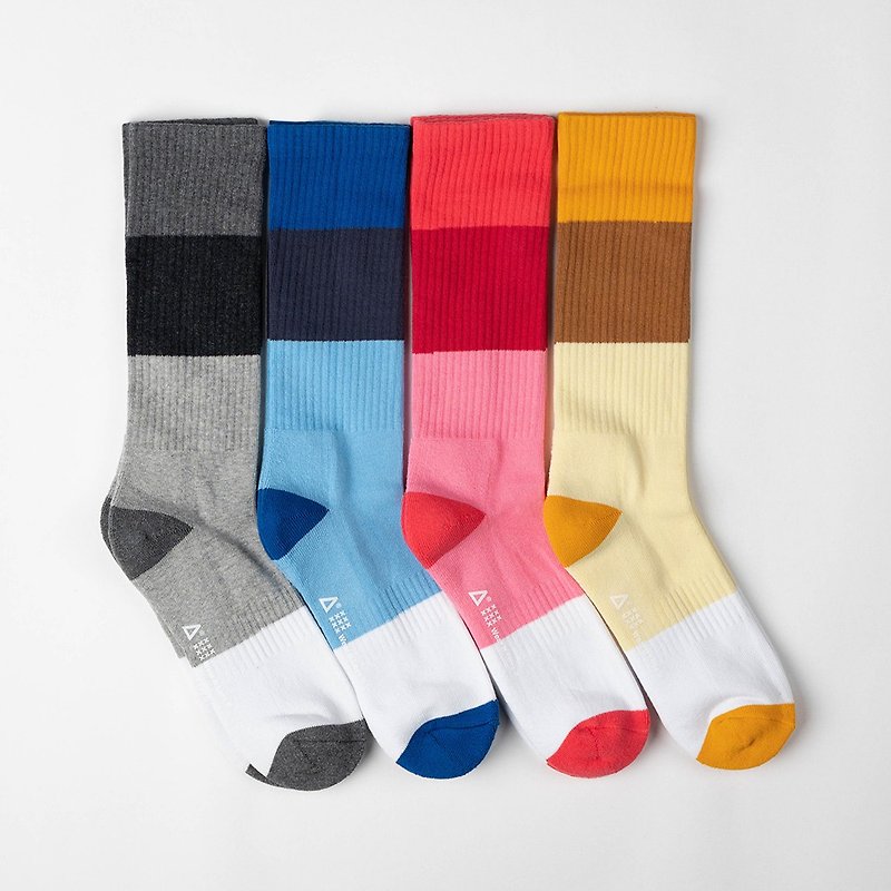 [WARX Antibacterial and Deodorant Socks] Play color stitching high socks (4 colors in total) - ถุงเท้า - ผ้าฝ้าย/ผ้าลินิน 
