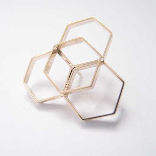 窗棂几何 金属胸针