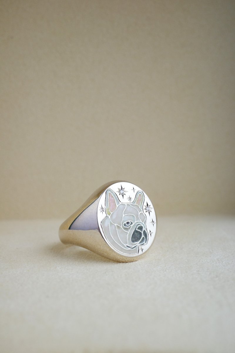 High-Temperature Enamel Craft - Custom Pet Portrait Signet Ring - แหวนทั่วไป - เครื่องประดับ 