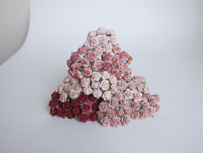 paper flower centerpiece supplies, 100 pcs. small rose size 1.5 cm., mixed color - Wood, Bamboo & Paper - Paper Pink