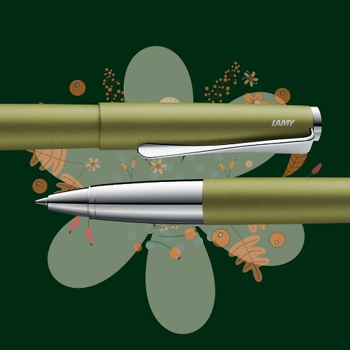 LAMY TAIWAN 官方旗艦館 【雷雕免費刻字】LAMY 鋼珠筆+筆袋禮盒 / studio 系列 - 橄欖綠