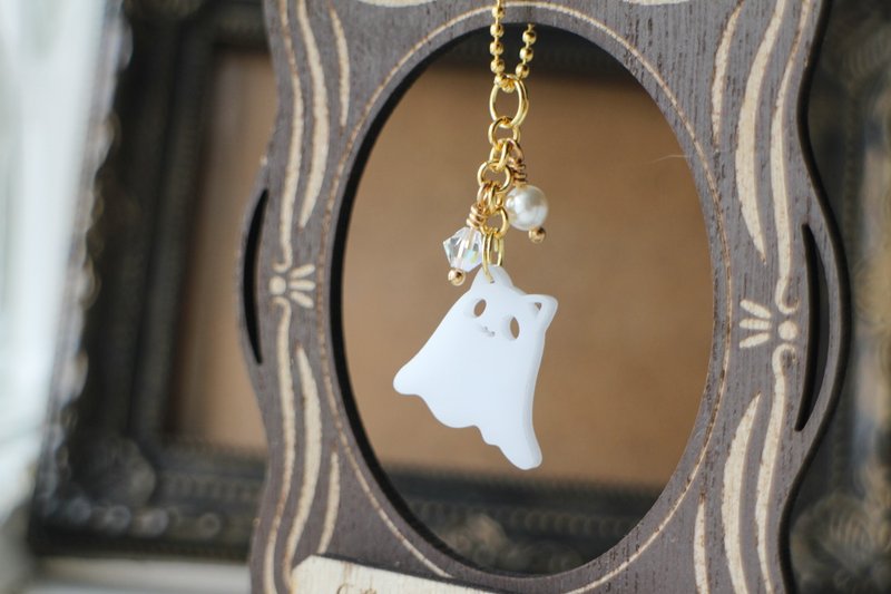 Cat Ghost　Original Design Acrylic[Pendant] - Halloween Ghost - ที่ห้อยกุญแจ - อะคริลิค ขาว