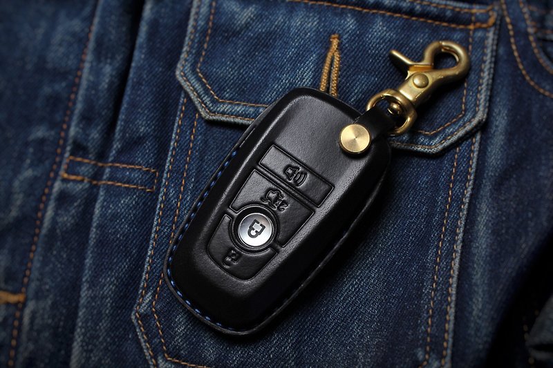【現貨版】福特FORD MK4 ST STLine Focus 汽車鑰匙包鑰匙皮套 - 鑰匙圈/鎖匙扣 - 真皮 黑色